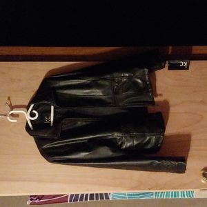 KC Collections Faux Leather Jacket Size Large Black